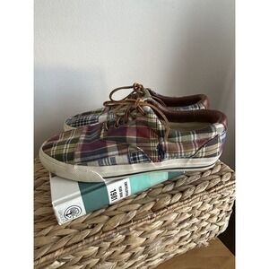 Polo‎ Ralph Lauren Vaughn 10.5D Sneakers Patchwork Madras Leather Vintage